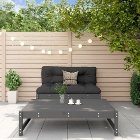 2 pcs conjunto lounge de jardim madeira de pinho maciça cinza