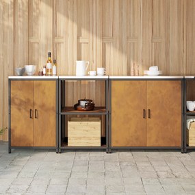 vidaXL Conjunto de Armazenamento para Cozinha 3 pcs Ferro Enferrujado