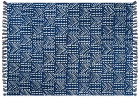 Manta decorativa em algodão azul marinho 130 x 180 cm SHIVPURI Beliani