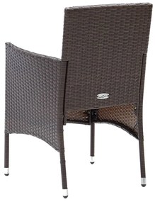 3 pcs conjunto de jantar para jardim vime PE e vidro castanho