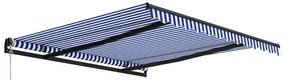 Toldo retrátil manual 350x250 cm azul e branco