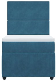 Cama boxspring com colchão 90x190 cm veludo azul