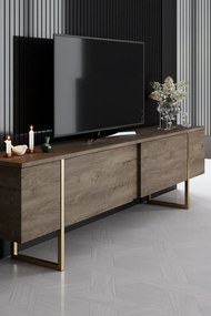 Conjunto de Mobiliário de Sala Luxe – Noz Dourado – Console 160x35x80