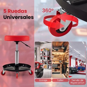 Banco de Oficina, Altura Ajustável, Vermelho+Preto