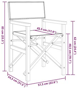 Cadeiras de realizador dobráveis 2 pcs teca maciça cinzento