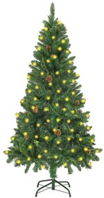 vidaXL Árvore de Natal pré-iluminada com pinhas 150 cm verde