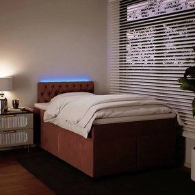 Cama boxspring com colchão 120x200 cm veludo rosa