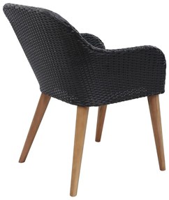 Cadeiras de exterior c/ almofadões 2 pcs vime PE preto