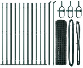 Cerca Euro com 13 Postes Flangeados 0.8x25 m Aço Galvanizado