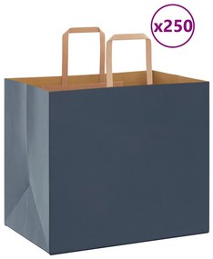 vidaXL Sacos de papel 250 unid com alças azul 32x22x28 cm