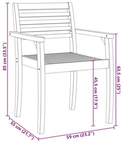 Cadeiras de jardim 8 pcs 59x55x85 cm madeira de acácia maciça