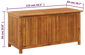 Caixa de arrumação p/ jardim 113x50x58 cm madeira acácia maciça