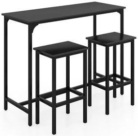 Conjunto de mesa de jantar de 3 peças com mesa alta e 2 bancos Mesa de cozinha industrial na altura do balcão Conjunto de assentos cinza
