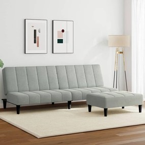 vidaXL Sofá-cama 2 lugares c/ apoio de pés veludo cinza-claro