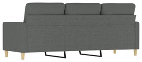 Sofá de 3 lugares 180 cm tecido cinza-escuro