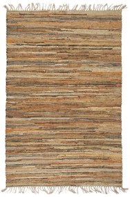 vidaXL Tapete chindi tecido à mão juta couro 160x230 cm bronze