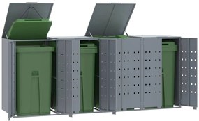 vidaXL Abrigo para 4 caixotes do lixo 276x79x117 cm aço cinzento