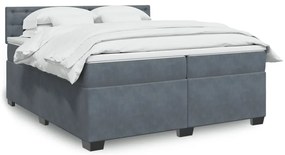 vidaXL Cama com molas/colchão 200x200 cm veludo cinzento-escuro