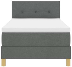Cama Box Spring com Colchão &amp; LED Cinza Escuro 90x190 cm Tecido