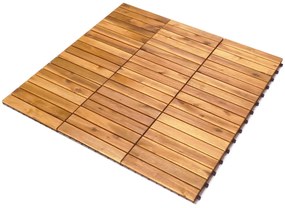 Conjunto 27 ladrilhos de madeira de acácia sem ferramentas para uso interno e externo 30 x 30 x 2,5 cm Natural