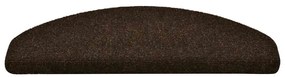 Tapetes escada autoadesivos 5 pcs 65x21x4 cm agulhado castanho