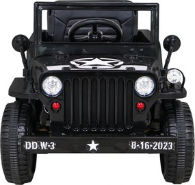 Jipe elétrico para Crianças Retro Military 12V 4x4, Rodas de EVA Preto