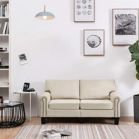 287152 vidaXL Sofá de 2 lugares tecido cor creme