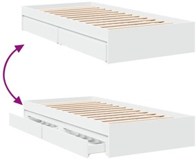 Estrutura de cama c/ gavetas 90x200 cm derivados madeira branco