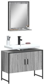 vidaXL 2 pcs conj. móveis casa de banho derivados madeira cinza sonoma