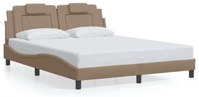Estrutura cama c/ luzes LED 160x200 couro artificial cappuccino