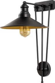 Candeeiro de Parede Saglam – Preto e Dourado – 28 x 34 cm