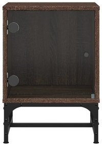 Mesa de cabeceira c/ porta vidro 35x37x50 cm carvalho castanho