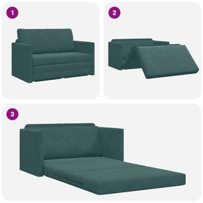 Sofá Cama de Piso 2 em 1 Verde Escuro 124x204x61 cm Veludo