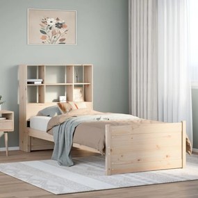 vidaXL Cama com estante sem colchão 90x200 cm pinho maciço
