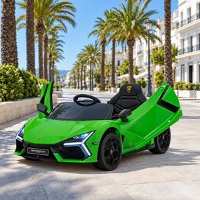 Carro elétrico para Crianças Lamborghini Revuelto 12V 4x4 Rodas Espuma EVA, Assento couro ecológico Verde