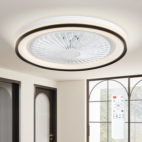 HOMCOM Ventoinha de Teto com Luz LED 48,5 W Motor DC Reversível Silenciosa com Controlo Remoto 6 Velocidades Temporizador Ø48x13 cm Branco
