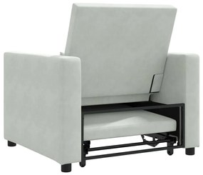 Sofá-cama conversível 3 em 1 Veludo Cinza Claro