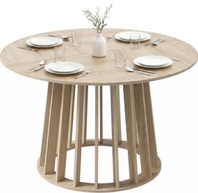 Mesa de jantar redonda para 4 a 6 pessoas, Ø 120 x 75 cm (CADEIRAS NÃO INCLUIDAS), mesa de cozinha com base robusta em ripas, madeira natural
