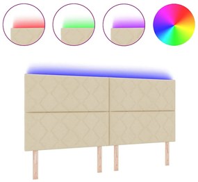 Cabeceira LED Conjunto de 3 Creme Tecido 200 cm Moderna