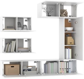 Conjunto móveis de TV 6 pcs madeira processada branco