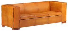vidaXL Sofá de 3 lugares couro genuíno castanho bronze