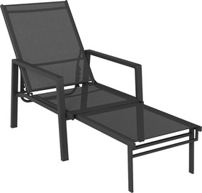 Outsunny Espreguiçadeira Dobrável Portátil para Jardim com Apoio de Pés Extensível, Encosto Ajustável 5 Posições, Respirável | Aosom Portugal