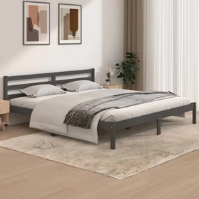 Estrutura de cama super king 180x200 cm pinho maciço cinzento