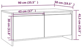 Mesa de centro 90x50x41,5 cm derivados de madeira branco