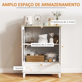 Aparador com 2 Portas de Vidro Temperado Aparador Sala de Estar com Ga