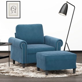 vidaXL Poltrona com apoio de pés 60 cm veludo azul