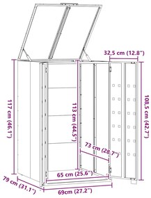 Abrigo para caixote do lixo 69x79x117 cm aço antracite