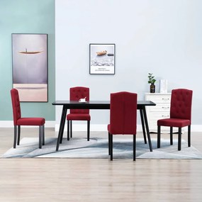vidaXL Cadeiras de jantar 4 pcs tecido vermelho tinto
