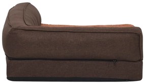 Cama para cães ergonómica 60x42cm aspeto linho pelúcia castanho