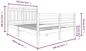 Estrutura de cama casal 135x190 cm madeira maciça
